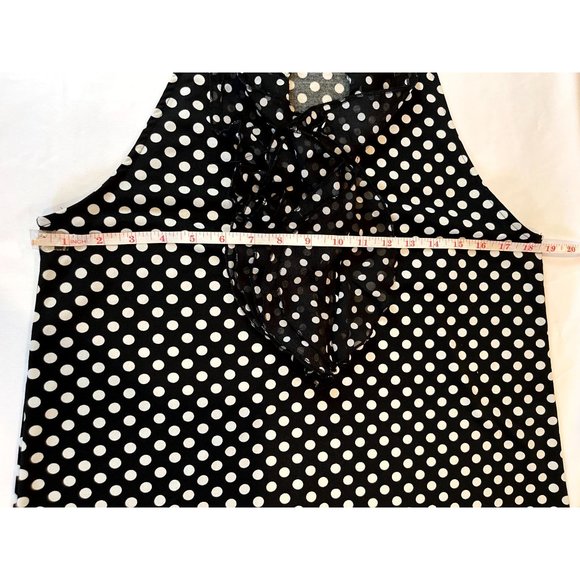 Lola B. Women Polka Dot Sleeveless Blouse Top Ruffle V Neck White Black Size M - Picture 4 of 6